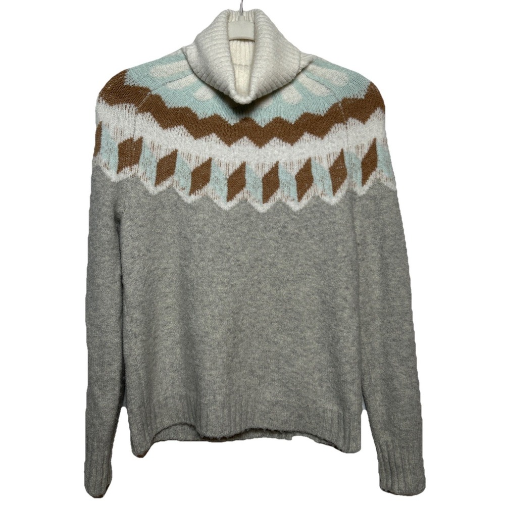 J. Crew Fair Isle Turtleneck Sweater in Super Soft Yarn Wool‎ Alpaca Blend Sz XS